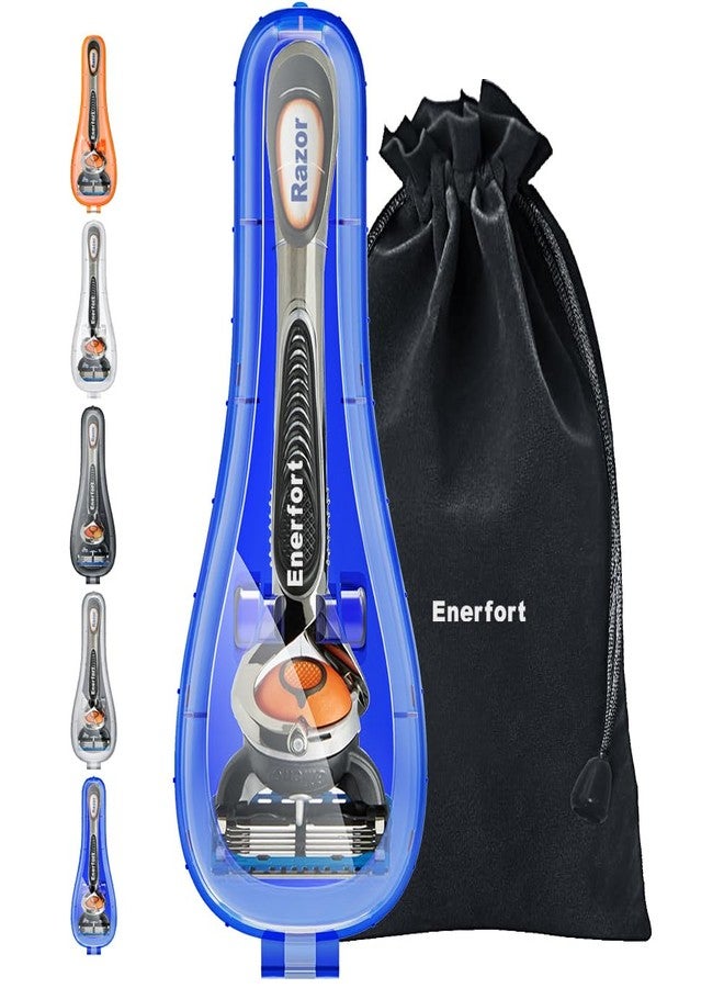 انيرفورت حافظة ماكينة حلاقة Enerfort متوافقة مع ماكينة حلاقة Gillette Proglide Fusion للرجال، حافظة سفر لحماية ماكينة الحلاقة اليدوية مع حقيبة حمل - أزرق - Image 1